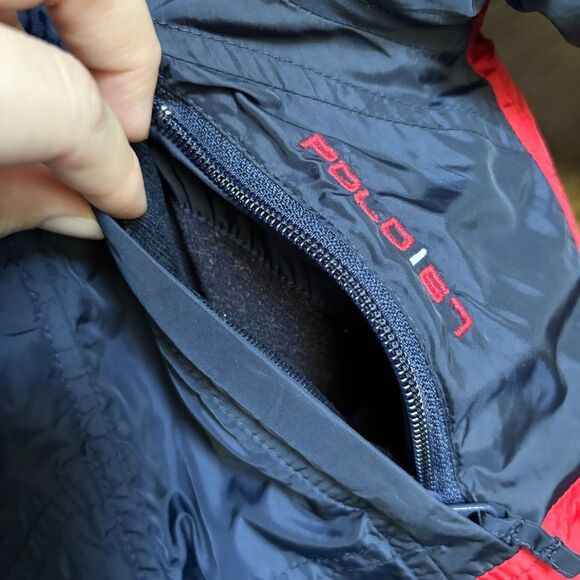 Polo by Ralph Lauren Red & Navy Blue Zip Front Jacket Optional Hood toddler 3T - Picture 9 of 15